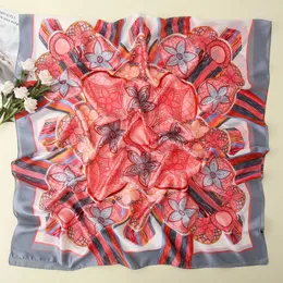 Szaliki Nowe wiosenne kobiety jedwabne szalik projektantki kwiatowe szaliki i szalem femme jesienna długość bandana faulard sarong plus rozmiar 180 cm J230428