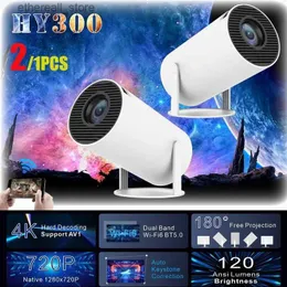 Projectors 2/1PCS HY300 mini projector 4K Android 11 Projector WiFi6 1GB+8GB ROM BT5.0 Portable projector1280*720P home theater projector Q231128