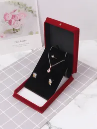 Pendant Necklace Chain Storage Package Gift Box Soft Red Casket Long Earrings Jewelry Organizer 231127