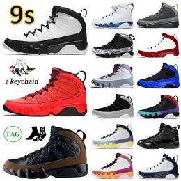 عالي الجودة 9S Jumpman 9 Basketball Shoes University Blue Gold Chile Red Fire Space Jam Olive Concord UNC Racer Blue Particle Gray Men Women Sneakers Size 13