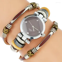 Armbanduhren Gnova Genuine Top Leather Watch Damen Schokolade Dial Face Special Glass Triple Bracelet Armbanduhr Fashion Reloj Para Dama B030