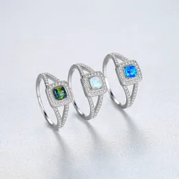 Urocze kolorowe oczy Opal Eye S925 Silver Pierścień Kobiety luksusowa marka mikro zestaw 3a cyrkon Pierścień moda żeńska biżuteria weselna