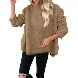 Women's Sweaters OMSJ Cashmere Fleece Woolen Turtleneck Women Fashion Loose Comfort Sweater Tops Solid Long Sleeve Simple Female Daily