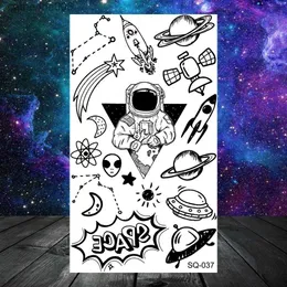 Tattoos Colored Drawing Stickers Astronaut Stars Moon Sun Temporary Tattoos For Women Kids Girl Butterfly Feather Letters Fake Tattoo Neck Arm Hands Small TatoosL2