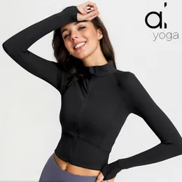 Al Yoga Long Inteved Kurtka Kobiety sportowe ciasne topy Szybkie suszone bluzy z puszki z suszenia bluzy Solidne nagie kształtowanie talii fitness Krótki top joggingowy odzież sportowa dla pani