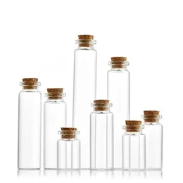 Glasflasche mit 22 mm Durchmesser und Korkstopfen, 6 ml, 8 ml, 10 ml, 12 ml, 17 ml, 20 ml, 30 ml, transparentes Mini-Wunschfläschchen, Reagenzglas, Remot