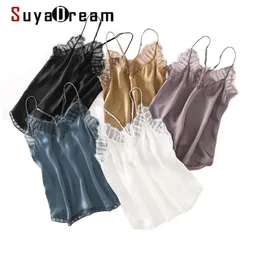 Camis Suyadream Women Silk Camisole 100%Silk and Lace Chic Camis 2021 Spring Summer Solid Bottoming Shirt