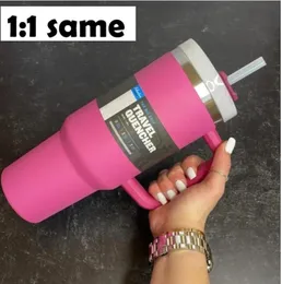 DHL Ready To ship 40oz Water Bottles With Handle Car Mugs Insulated Cups Frosted Lids and Straws Stainless Steel Coffee Tumbler Termos Cups 1:1 same i1128