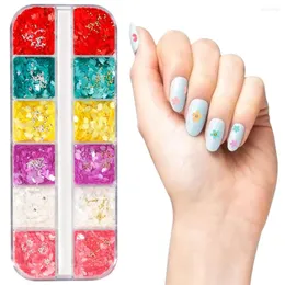 Nail Glitter Cherry Blossoms Sequins 3D Holografiska färgglada blommaguld/silverpärla Art Charms Decoration Ph178-1