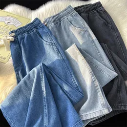 Jeans pour femmes Printemps Automne Lavage Rétro Femmes Mode Coréenne Lâche Droite Denim Pantalon Unisexe Y2k Solide Grande Taille Pantalon Décontracté 2024