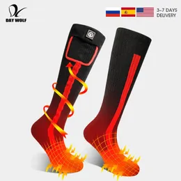 Sports Socks DAY WOLF Electric Heating Ski Winter Heated Rechargeable Thermal Man Woman Outdoor for Motorcycle Fishing 231128