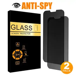 2er-Pack Anti-Peeping-9H-2,5D-Anti-Spionage-Displayschutz aus gehärtetem Glas mit Vollkleber für iPhone 15 Pro Max 14 13 12 11 Plus Mini mit Installationskit