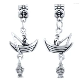 Ciondoli color argento barca da pesca uomo fascino braccialetti originali adatti per le donne creazione di gioielli fai da te SPP068