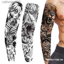 Tattoos Colored Drawing Stickers Waterproof Temporary Tattoo Sticker Skull Lion Full Arm Large Size Sleeve Tattoo Fake Tattoo Flash Tattoo For Men WomenL231128