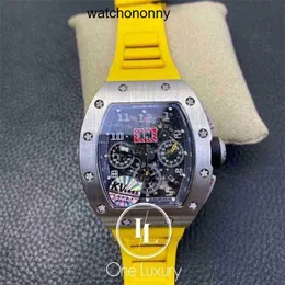 Designer Ri mlies Luxury watchs Watch Wristwatch Mens Mechanics Original Watches 011 Rm11 03 Felipe Massa Flyback Chronograph Titanium Case on Yellow Rubb