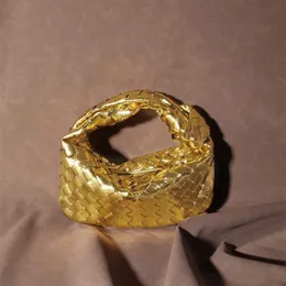 Mini venetasbottegass handväskor designer guld knuten vävd väska lady hand hålla middag väska avancerad känsla hand håller väska handväska mjuk läder dumplings väska