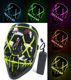 LED Halloween Masks El Wire Mask Mask Black Horror Ghost Mask Maskerade Party Casplay Cosplay أقنعة الوجه الكاملة 10 Col5364882