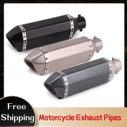 Motorcycle Exhaust System mm Universal Pipes For Akrapovic SilencerMoto Scooter Motorbike Modified Muffler Cafe Racer Accesories