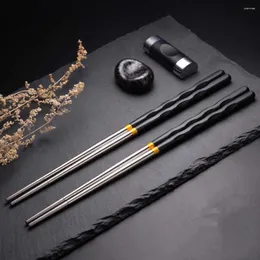 Eetstokjes Koaren Eetstokje Resuable China Chop Sticks Zwart Zilver Legering Chinese Set Huishoudelijk Servies Bestek