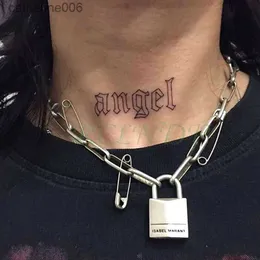 Tatuaggi Adesivi colorati disegno Adesivo tatuaggio temporaneo impermeabile Parola nera "angelo" Lettere inglesi Flash Tatoo Tatto falso Collo polso per donna UomoL231128