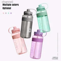 water bottle 2000ml Plastic Water Cup Fitness Student Straw Cup Sports Kettle Outdoor Work Summer Climbing Bicycle Drink Bottle Water Bottles YQ231128
