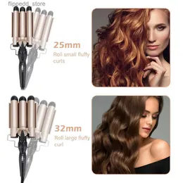 Curling Irons 3Barrel Curling Iron 25/32mm värmer upp snabb turmalin keramiska trippelfat strandvågor curling järnrulle hårstyling verktyg Q231128