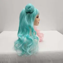 yielding New cosplay girls' wig cute double bun head anime wig cover long curly hair cover