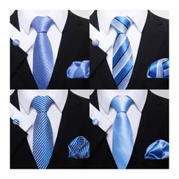 Neckband bra kvalitet drop födelsedagspresent 8 cm slips hanky manschettknapp set slips slips formell kläder geometriska khaki kontor 231128