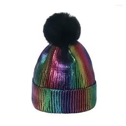 Berets European And American Autumn Winter Men Women Ironed Golden Wool Hats Colorful Hip-hop Ball Couple Knitted