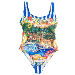 Modna druk stroje kąpielowe wyściełane kostium kąpielowy Summer Kobiet One Piece Swimsuit Szybki suchy basen BIKINIS