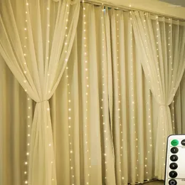 Strängar gardinlampor LED -lägen USB ljus fjärrkontroll koppartråd sträng bröllop hem parti sovrum fönster dekoration