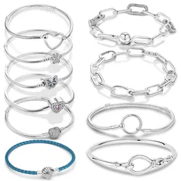 Catena in argento sterling 925 Me Bracciali Love Heart Star Paw Farfalla Snake Chain Bracciale Bangle fit Charm Perline Gioielli donna fai da te 231128