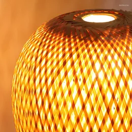 Lampy stołowe LED Bamboo Tkaing Lampa Kreatywna ręcznie robiona rattan sypialnia restauracja Bezkulne światła