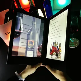 10pcs Menu LED Książka Light A4 PU Skórzane zamówienie podwójna strona Lista wiadomości Lampa restauracyjna bar piwa Dekoracja wyświetlania