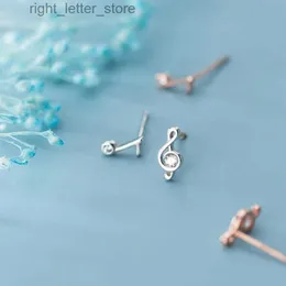 Stud Colusiwei New Arrival 925 Sterling Silver Cute Musical Note Stud Brincos para Mulheres Clear CZ Assimetria Ear Pin Fine Jewelry YQ231128