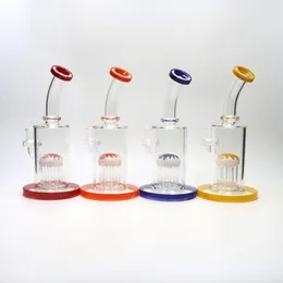 10inch Percolator Glass Bong Colorido Hookah Water Pipe 14mm Joint Pesado com Tigela de Graça