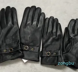 Mens Winter Designer Leather Gloves Warm Soft Black Brand Design Men Mittens Outdoor Riding Ski Glove
