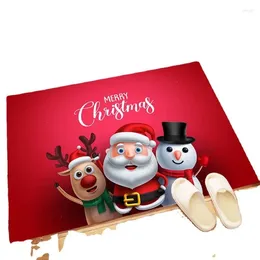 Carpets Christmas Santa Claus Snowman Elk Entrance Mat Soldier Nutcracker Carpet Non-Slip Merry Doormat Happy Year