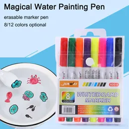 12pcscolor Brush Magical Pens Pen Water Floating Doidle أقلام 4/8/12 ألوان الأطفال الرسم علامات التعليم المبكر Magic Whiteboard Marker P230427