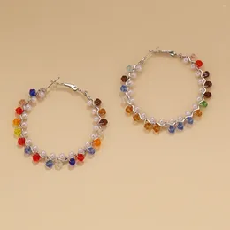 Hoop Earrings BLIJERY Simple Style Silver Plated Multicolor Beads Brincos Handmade Beaded Circle For Women Jewelry Gift
