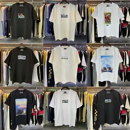 뜨거운 판매 kith 디자이너 티셔츠 남성 티셔츠 여름 인쇄 100% 코튼 캐주얼 티셔츠 남성과 여성 티
