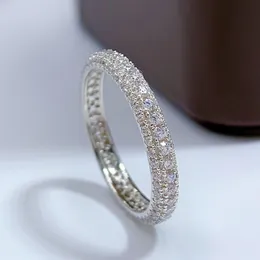 2023 Choucong Wedding Rings Simple Fine Jewelry Pure 100%925 Sterling Silver Pave White Moissanite CZ Diamond Gemstones Eternity Women Engagement Band Ring Gift