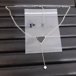 Luxurious Designer Brand Letter Pendant Necklaces New Style P Triangle Silver Plated Titanium Steel Choker Necklace Chain for Women Wedding Jewerlry Accessories