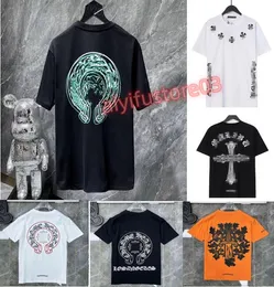 2023-styl Mens Classic T Shirt Serce Fashion CH Balck Wysoka jakość Letter marki Sanskryt Wzór SWETER T-sweet