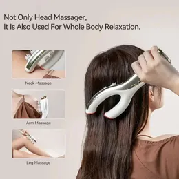 Head Massager EMS Microcurrent Red Light Anti Hair Loss Vibrating Massage Nourish Scalp Shoulder Neck Relaxation Care Device 231128