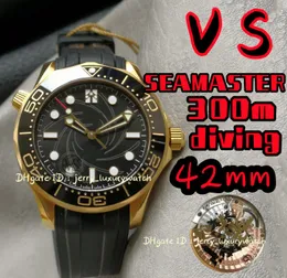 VS 210.62.42.20 Luksusowy męski zegarek do nurkowania 007 300m do nurkowania Wszystkie style, 42 mm. Mechanizm automatyczny 8807, ceramiczny pierścień lunety, czarna tarcza w kolorze złota