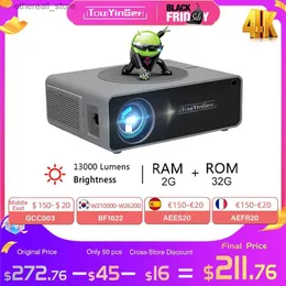 Proiettori Touyinger Q10w Pro Proiettore Android Mini proiettori 4K Proiettore video cinematografico Full HD Proiettore LED Home Theater Schermo Bluetooth Q231128