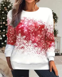 Maglioni da donna Taglie forti Felpa casual natalizia Color block Fiocco di neve e stampa scozzese Manica lunga Girocollo Micro stretch Pullover