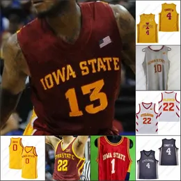 Özel Iowa State Cyclones Basketbol Forması NCAA KOLEJİ 1 IZAIAH BROINGTON 11 Tyrese Hunter 22 Gabe Kalscheur 14 Jeff Hornacek 3 Tre Jackson