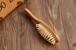Kvalitet naturlig bambuborste frisk vårdmassage hår kammar antistatisk avkoppling airbag hårborste hårstyling verktyg satin hårband scrunchies